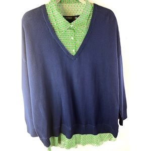 Lauren Ralph Lauren Black Label Womens layered V-Neck Sweater size XXL NWT Plus